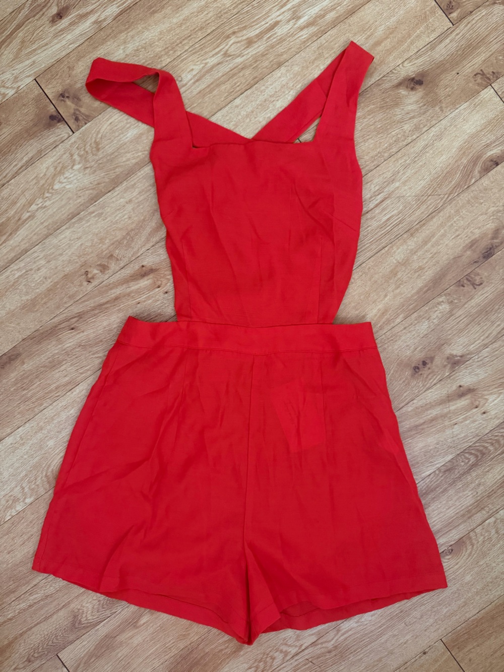 Red Strapless Jumpsuit